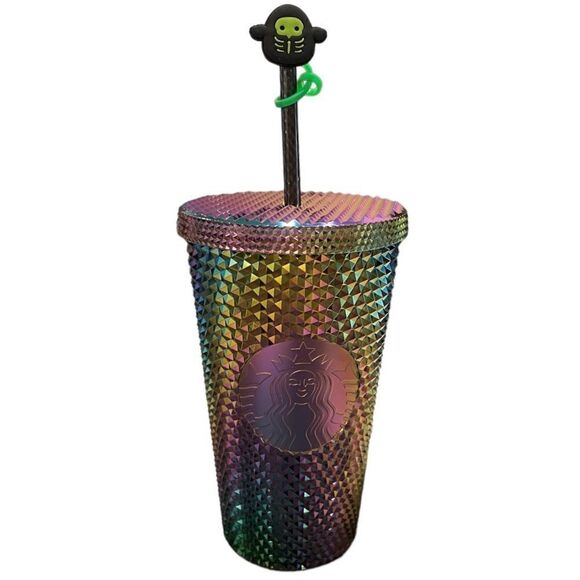 Starbucks 2023 Grande LimitedEdition Halloween Black Bling Oil Slick Tumbler New - Picture 1 of 8